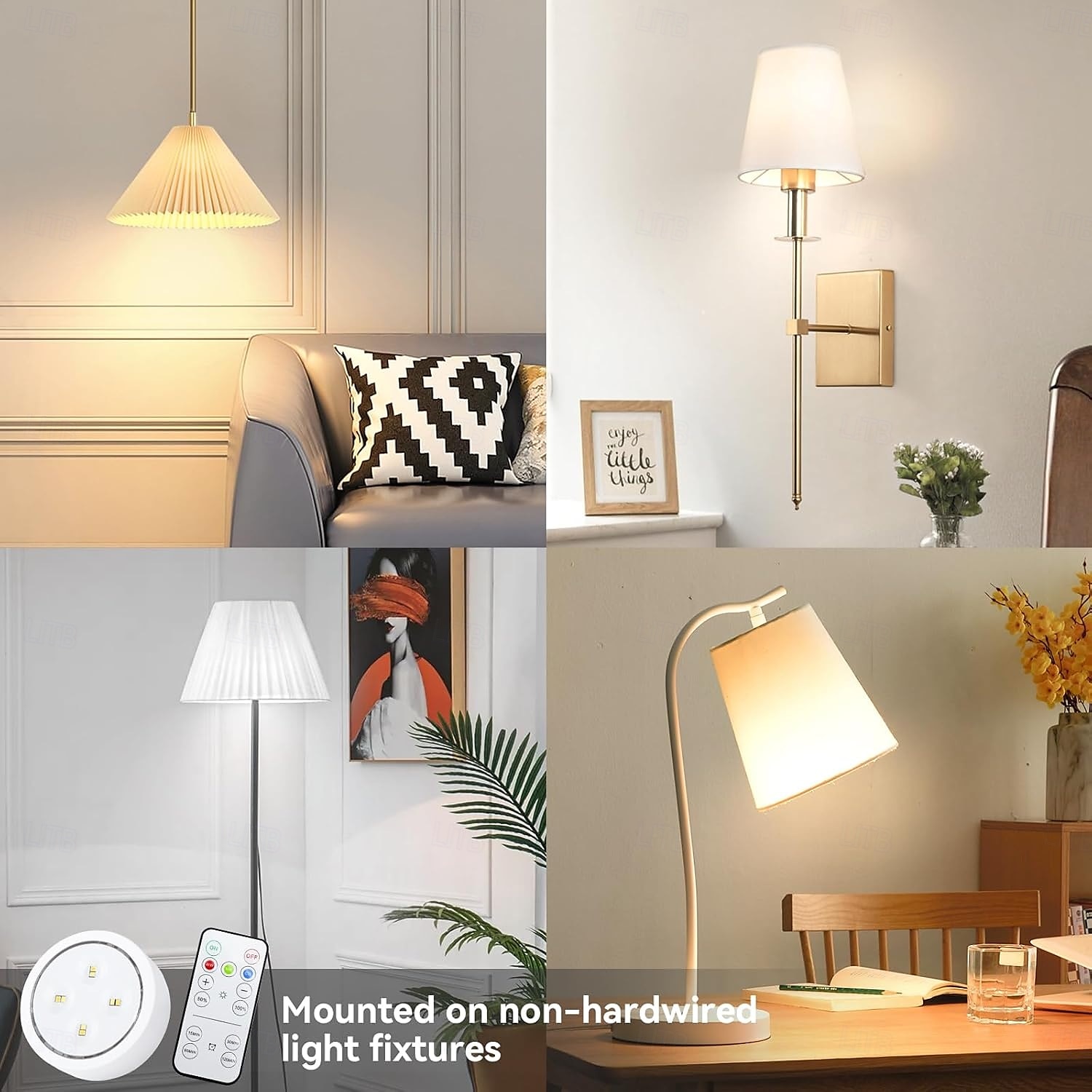 Battery Operated Light Bulbs Sets of 2 LED Puck Lights with Remote Control AA Battery Bulb Dimmable E26 Screw in Type for Non Electric Pendant Light and Wall Sconce 2025 - $14.49 –P12