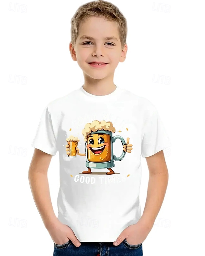 Pojkar 3D Grafisk T-shirt Kortärmad Sommar Vår Mode Grundläggande Barn 4-12 år Rund hals Utomhus Ledigt Dagligen Normal 2025 - $11.99 –P1
