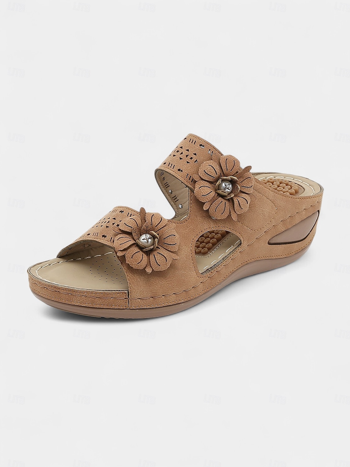 Women’s Arch-Support Wedge Sandals with Floral Cutout and Massage Insole, Comfortable Daily Wear for Shopping, Vacation and Summer Picnics 2025 - $32.99 –P1