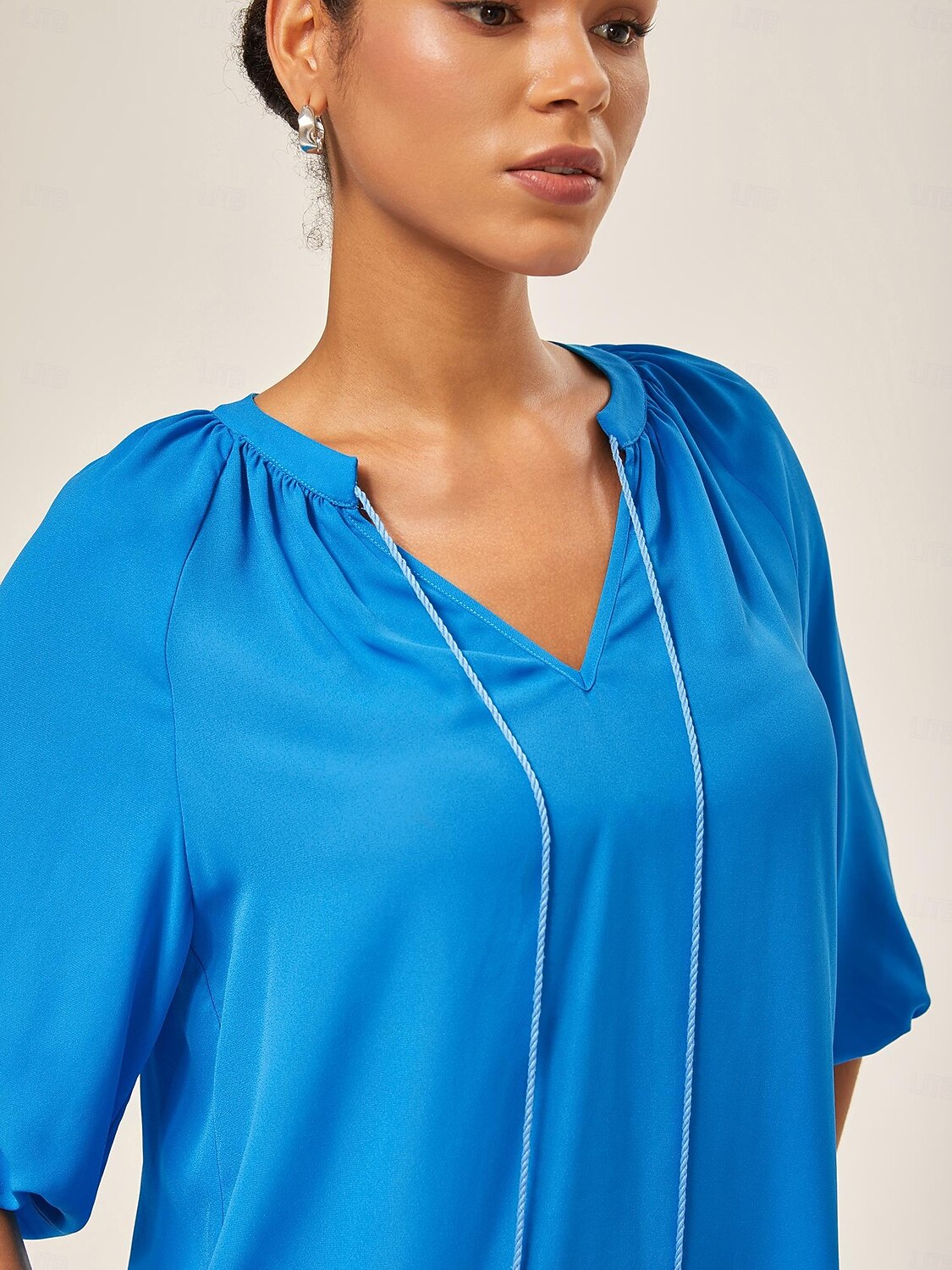 Blue Chiffon Ruched Vacation Top 2026 - $56.99 –P6