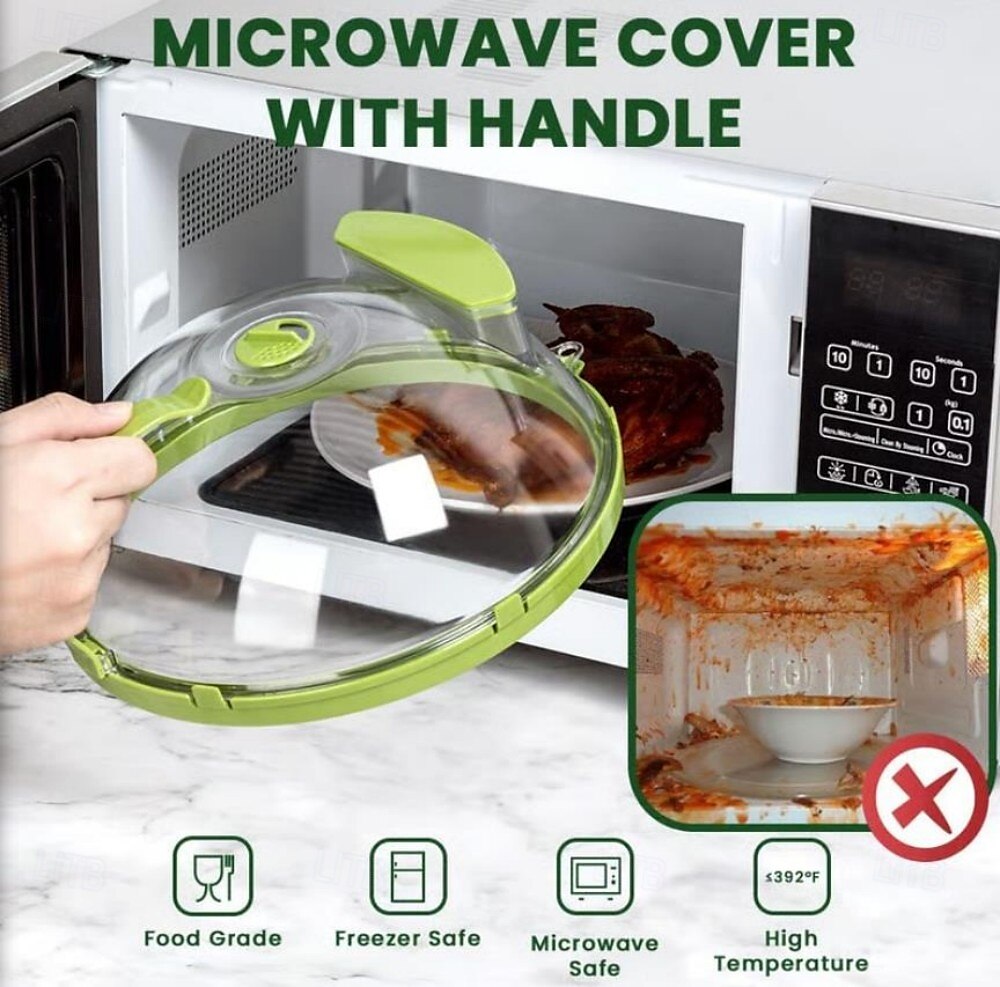 Couvercle pour micro-ondes pour aliments, couvercle à vapeur résistant aux hautes températures avec conception à injection d'eau, protection anti-éclaboussures retenant l'humidité pour le chauffage et de 2025 ? $19.99 –P5
