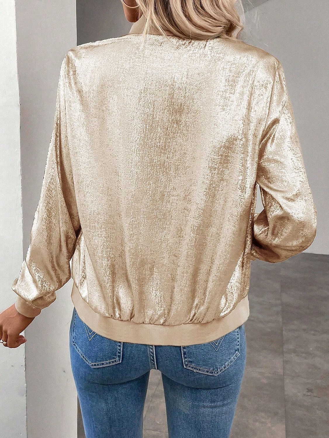 Per donna Giacca Casual Antivento Caldo Cerniera Casual Tinta unica Casuale Regolare Collo alla coreana Vestibilità regolare Manica Lunga Capispalla Champagne Autunno del 2025 a $29.99 –P6