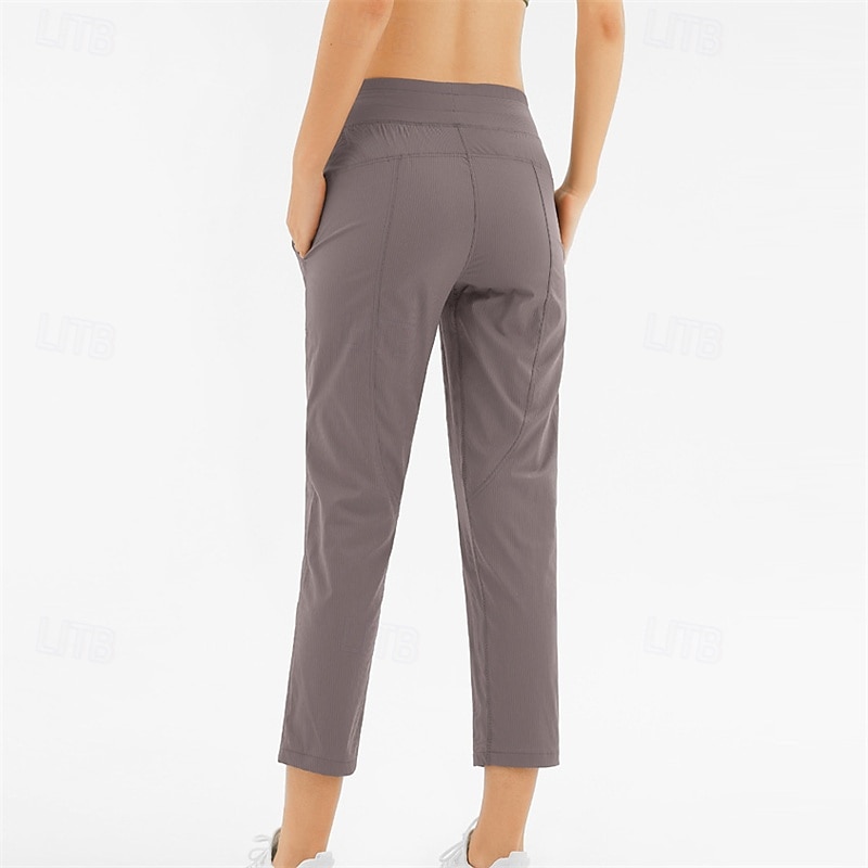 Mulheres Calças de fitness Calças de Pilates Calças de ioga Com Cordão Com bolsos Leve Cintura Alta Pilates Academia Zumba Calças Preto Verde Escuro Cinzento Roxo Outono Esportes Roupas Esportivas de 2025 por $36.99 –P3