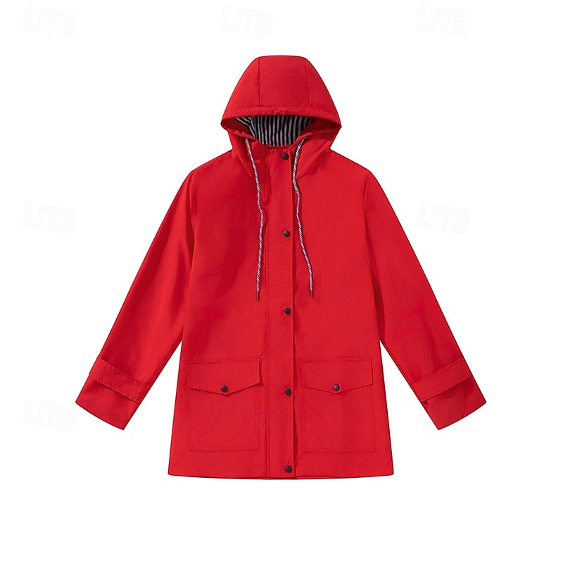 Femmes Veste à Capuche Vestes de pluie imperméables Manteaux de pluie Imperméable Chaud Fermeture éclair Avec Poches Mode Occasionnel Uni Tenue quotidienne Week-end Fermeture éclair Long À capuche de 2025 ? $41.99 –P6
