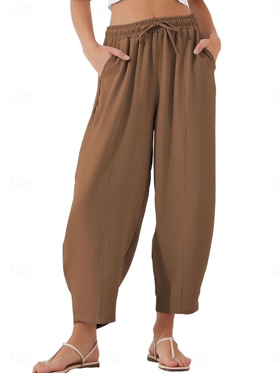 Per donna Chinos Moda Streetwear Essenziale Lunghezza intera Vita Alta Semplice Tasca Fascia Elastica Comodo Morbido Confortevole Micro-elastico All'aperto Streetwear Blu Marrone Cachi Azzurro chiaro del 2025 a $22.99 –P10
