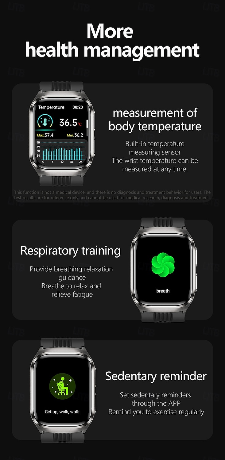 Воздушный насос Тип подушки точное измерение артериального давления ЭКГ электрокардиограмма мониторинг температуры шагомер Совместимость Bluetooth вызов с Android iOS Для женщин мужчин Долгий режим 2026 - $153.99 –P11