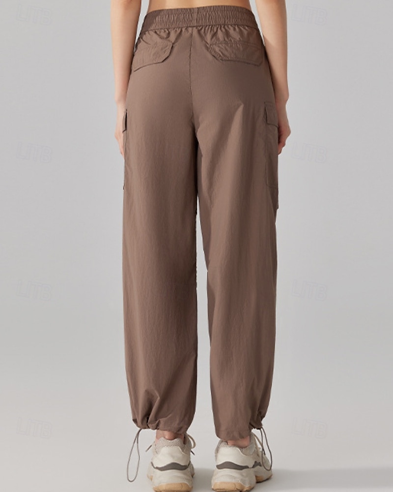 Damen Cargohosen Wanderhosen Gerade geschnittene Hose Außen Normale Passform Wasserdicht Sonnenschutz Winddicht Schnelltrocknend Unterteile Kordelzug Leicht Schwarz Khaki Camping / Wandern 2025 - $27.99 –P3
