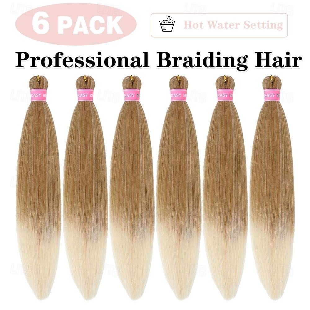 Blonde Braiding Hair Pre Stretched20 Inch 6 Pack Prestretched Ombre Braiding Hair Extensions for Women Synthetic Soft Yaki Texture Crochet Braids Hair Extensions 2026 - $42.99 –P3