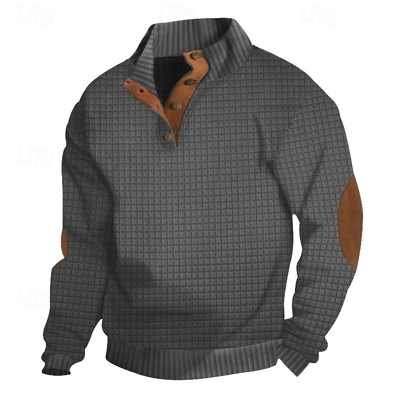 Homme Sweat-shirt gaufré Sweat à capuche boutonné Noir Blanche Vert Véronèse Kaki Gris Col montant Bloc de Couleur Quart de zip Texturé Sport & Loisir Occasionnel Quotidien Streetwear Frais Vêtements de 2026 ? $24.99 –P5