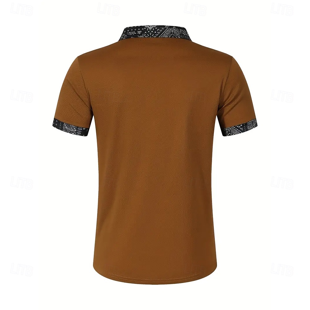Men's Plain Golf Shirt Short Sleeve Polo Shirts Lapel Casual Business Casual Business Athleisure Pocket Buttons Summer Dark Brown Black Dark Green 2026 - $21.99 –P6