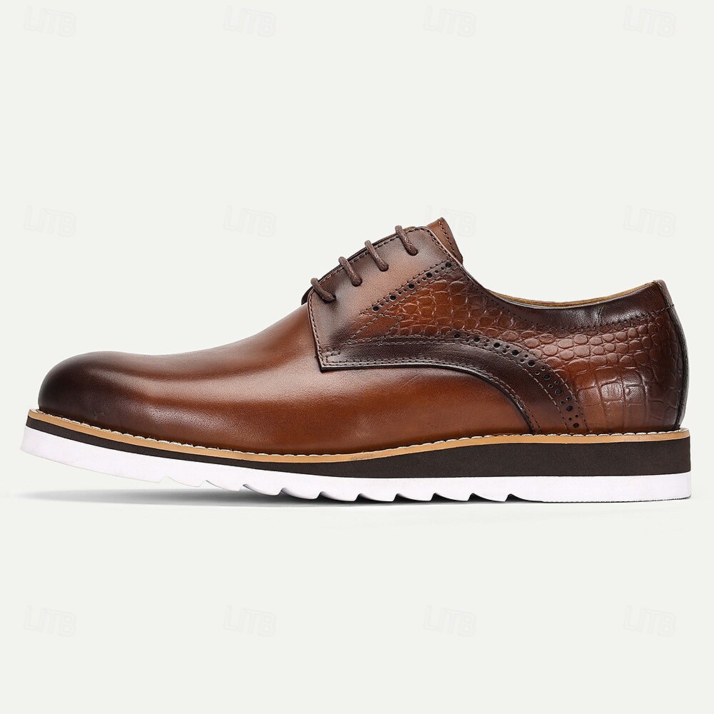 Herren-Derbyschuhe aus hochwertigem Rindsleder in Braun mit Glattleder-Finish – elegantes Schuhwerk fürs Büro, Geschäftstreffen und formelle Anlässe 2025 - $99.99 –P3