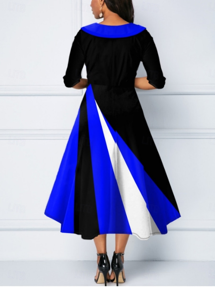 Naisten Midimekko A linjainen mekko Bodycon mekko Puolimuodolliset mekot Toimisto Normaali Geometrinen 3/4 hiha V kaula-aukko Keltainen Viini Sininen Purppura Kesä Syksy 2025 - $31.99 –P13