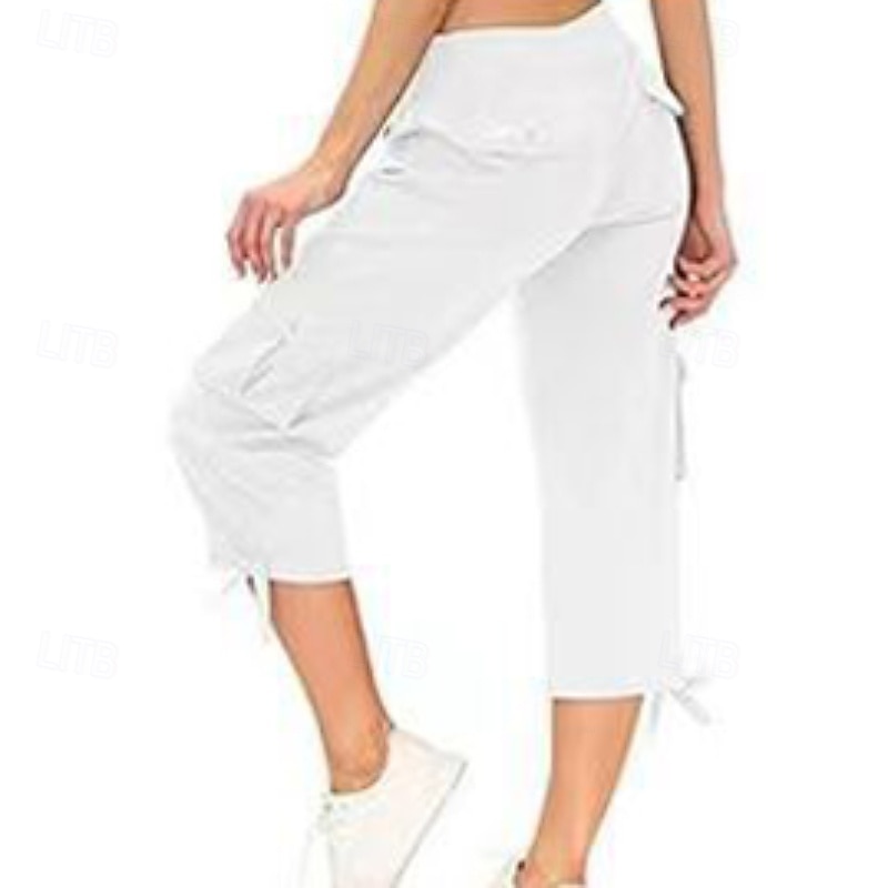 Damen Cargo-Hosen Stoffhosen Streetwear Lässig Wadenlang Natürliche Taille Einfach Tasche Elastisches Kordelzugdesign Bequem Außenbereich Outdoor Streetwear Kamel Dunkelbraun Hellhimmelblau Schwarz 2025 - $22.99 –P19