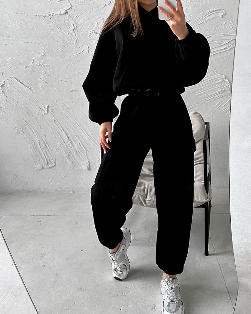 Mujer Tracksuit Pantalones Deportivo Pantalones de chándal Encaje Bolsillo Color sólido Trajes de Yoga Otoño Magenta Negro Gimnasio Ropa Deportiva Corriendo Mantiene abrigado Resistente al Viento 2025 - $35.99 –P15