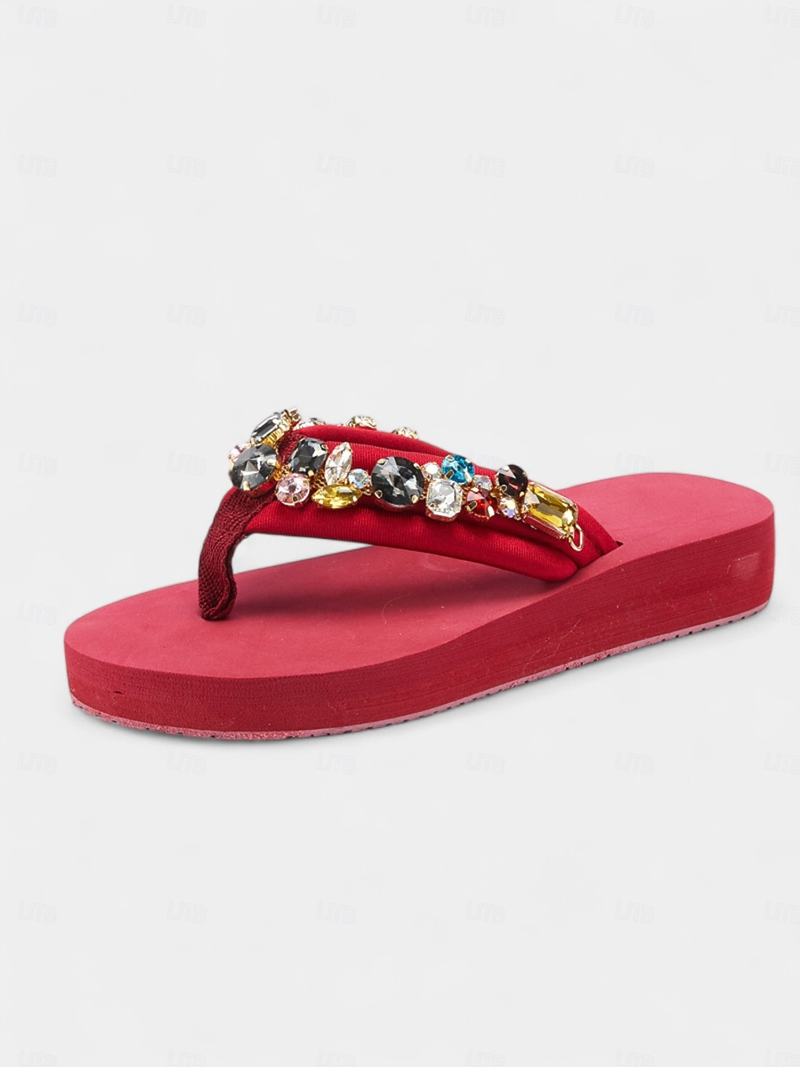 damskie czarne sandały z kryształkami i kolorowymi kryształkami – efektowne klapki plażowe na imprezy przy basenie, wakacje i letnie stylizacje 2026 - $24.99 –P9