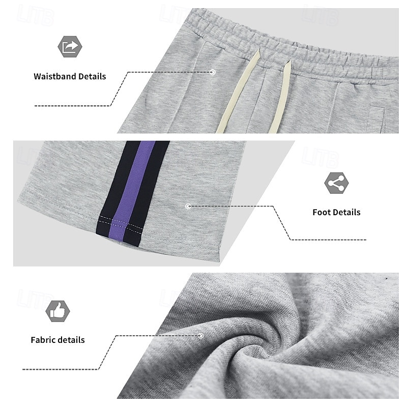 Men's Sweatpants Trousers Casual Pants Running Pants Sports Pants Drawstring Side Stripe Elastic Waist Color Block Comfort Full Length Outdoor Casual Daily Streetwear Hip Hop Black Khaki 2025 - $21.99 –P3