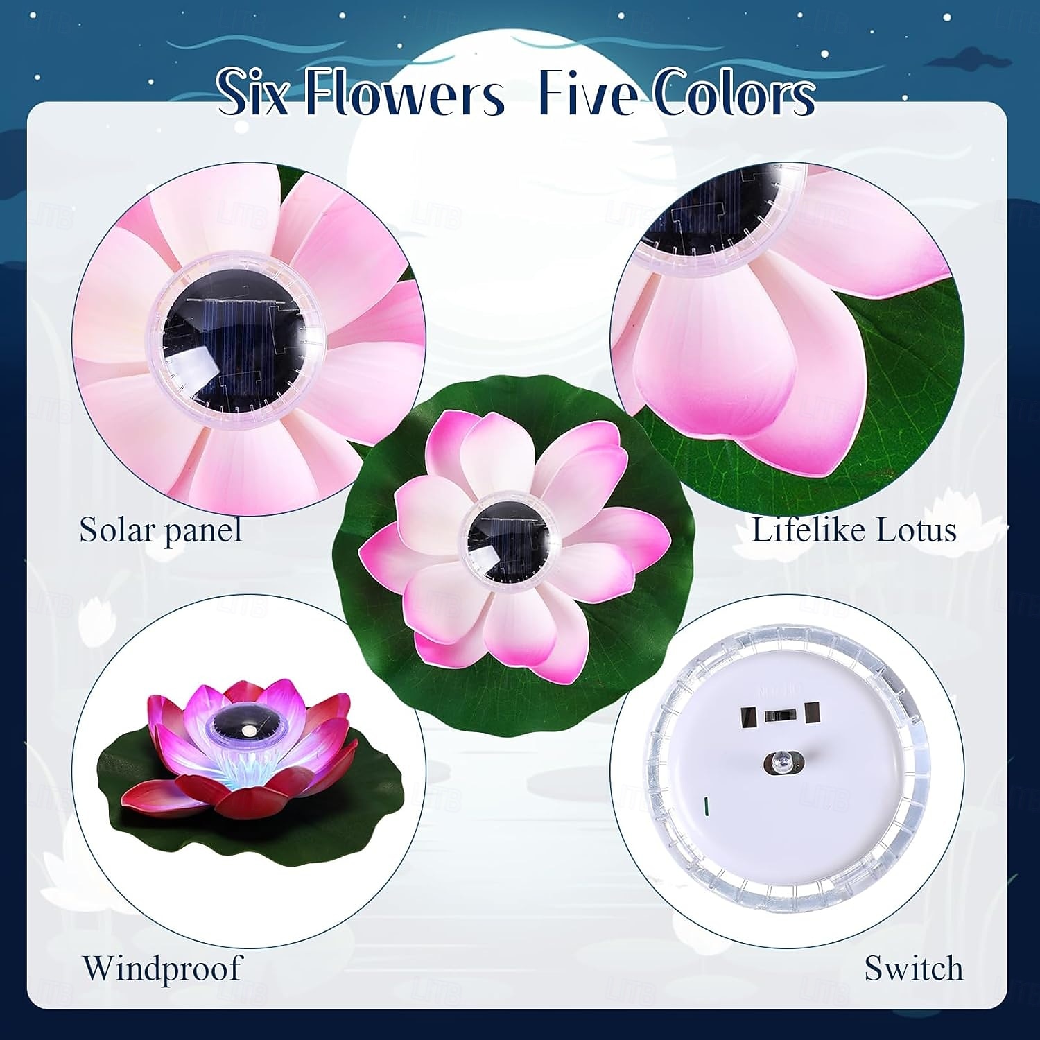 Солнечный лотос плавательный бассейн плавающий свет солнечный пруд ночник RGB открытый сад газон бассейн праздник вечеринка ландшафтное украшение 2025 - $22.99 –P15