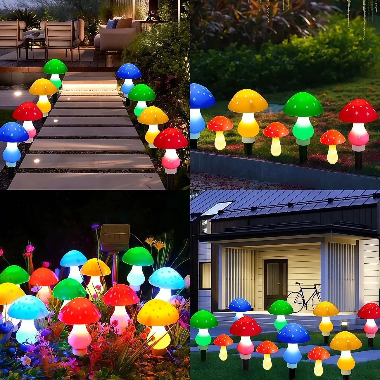 8 buc lumini solare de grădină cu ciuperci, lumini de grădină impermeabile cu ciuperci, pentru Crăciun, Halloween, Ziua Recunoștinței, curte, gazon, alee, decorațiuni de petrecere de sărbători 2025 - $27.99 –P9