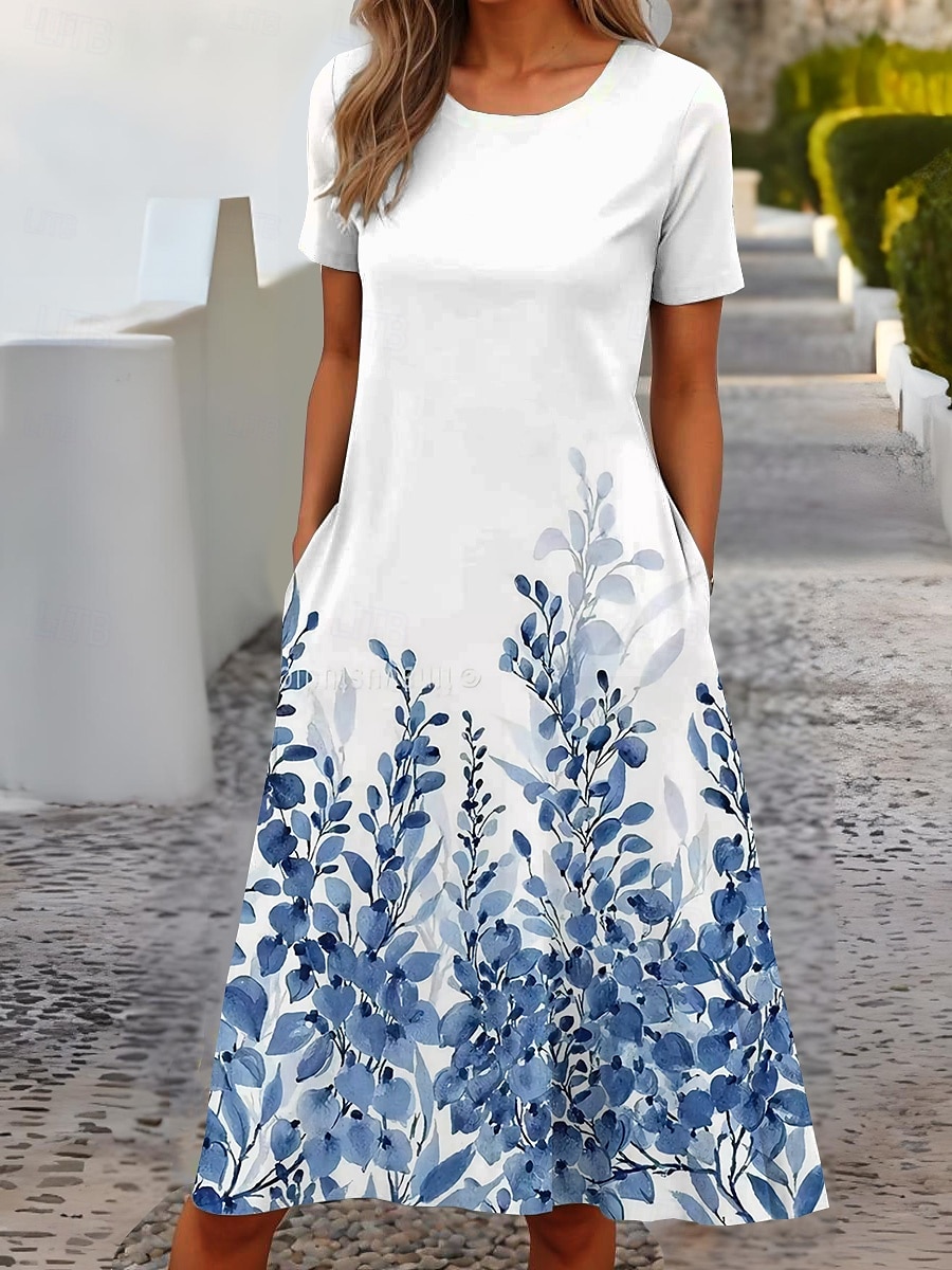 Women's Mini Dress T Shirt Dress Tee Dress Sundress Shift Dress A Line Dress Vacation Casual Boho Party Beach Regular Fit Floral Graphic Short Sleeve Crew Neck White Pink Red Blue Summer Spring 2025 - $23.99 –P2