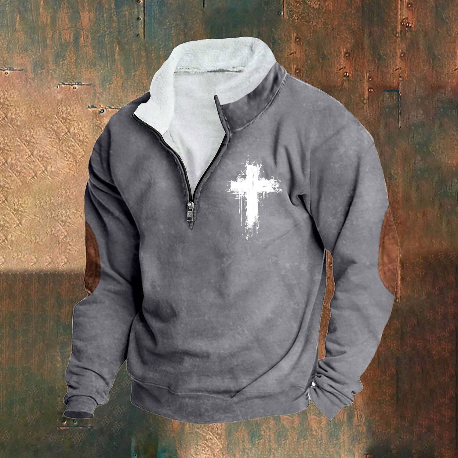 Herren Sweatshirt Viertelreißverschluss Sweatshirt Schwarz Weiß Wein Armeegrün Königsblau Halber Reißverschluss Farbblock Kreuz Halber Reißverschluss Druck Sport & Outdoor Täglich Ferien Polyester 2025 - $23.99 –P3