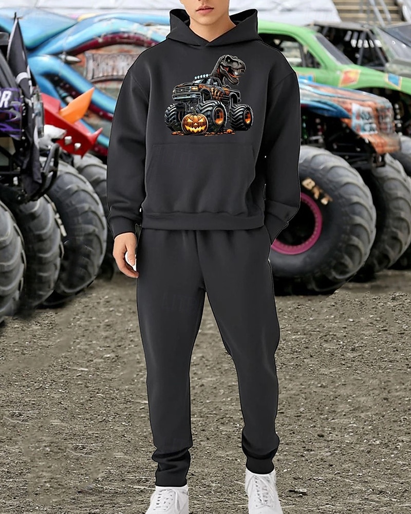 Boys' 3D Car Hoodie & Sweatpants Set Sports Suit Tracksuits Long Sleeve Spring Fall Daily Basic Casual Kids 4-12 Years Hooded Outdoor Vacation Sports Tailored Fit 2025 - $26.99 –P4