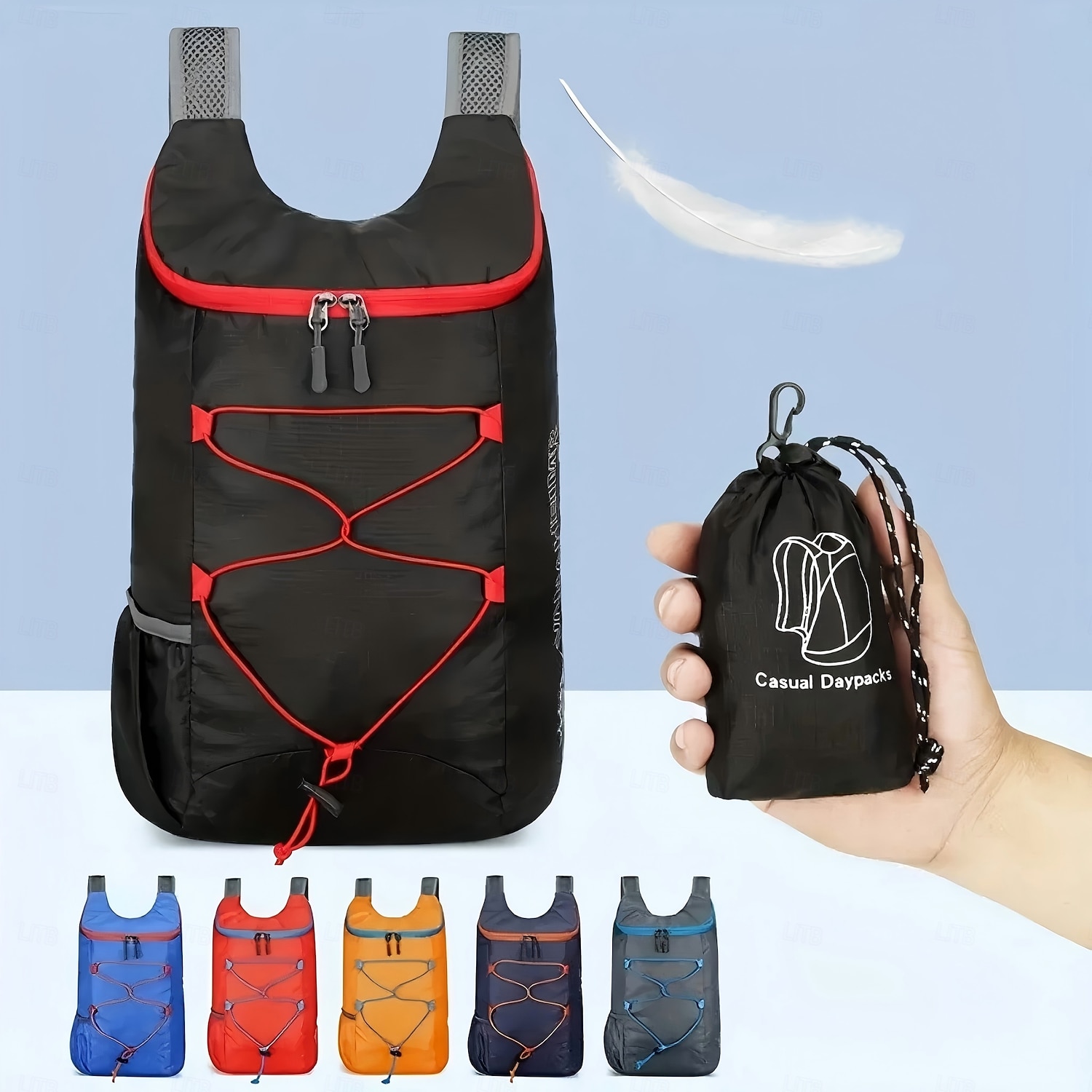 Sac à dos de randonnée pliable pour homme, sac à dos d'extérieur léger et compact, imperméable, pour le camping, les voyages, le trekking, petit sac de sport portable et pliable avec plusieurs poches de 2025 ? $10.99 –P1