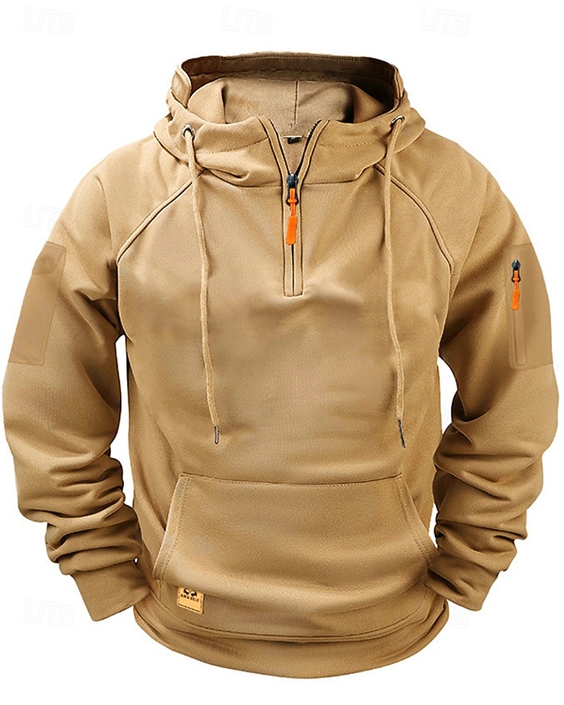 Men's Hoodie Quarter Zip Hoodie Black Wine Navy Blue Blue Camel Hooded Plain Pocket Sports & Outdoor Daily Holiday Polyester Streetwear Basic Casual Spring Autumn / Fall Clothing Apparel Hoodies 2026 - $27.99 –P1