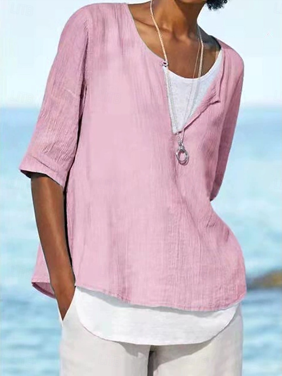 Damen Hemd Einfarbig Einfach Täglich Lässig Kurzarm V Ausschnitt Einkerbiger Ausschnitt Crop Tops Täglich Ferien Strandbekleidung Erröten Sie Rosa Schwarz Weiß Gelb Himmelblau Sommer Frühling Herbst 2025 - $16.99 –P2