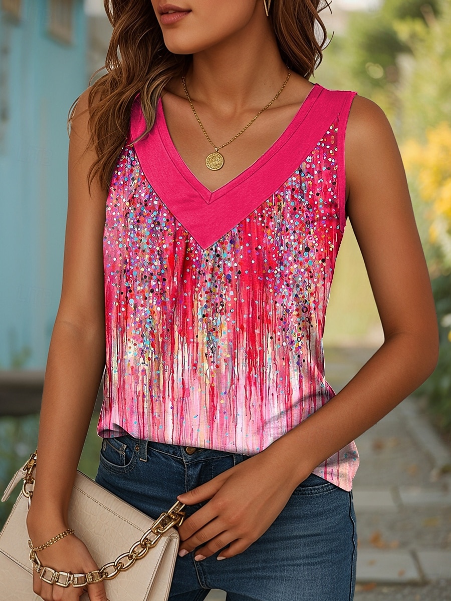 Dame Camisole Tank Top Blomstret Grafisk Årgang Stilfull Fritid Ermeløs V-hals Vanlige topper Daglig Trykt mønster Gul Rød Blå Lilla Grønn Sommer Vår 2025 - $23.99 –P1
