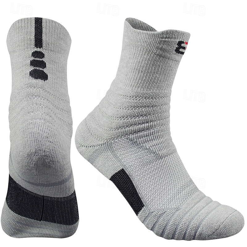 1 par de calcetines de senderismo para hombre, deportivos, transpirables, antiampollas, que absorben el sudor, acolchados, para exteriores, de un cuarto de tripulación, con parches de poliéster, negros, blancos y grises para correr 2025 - $7.49 –P9