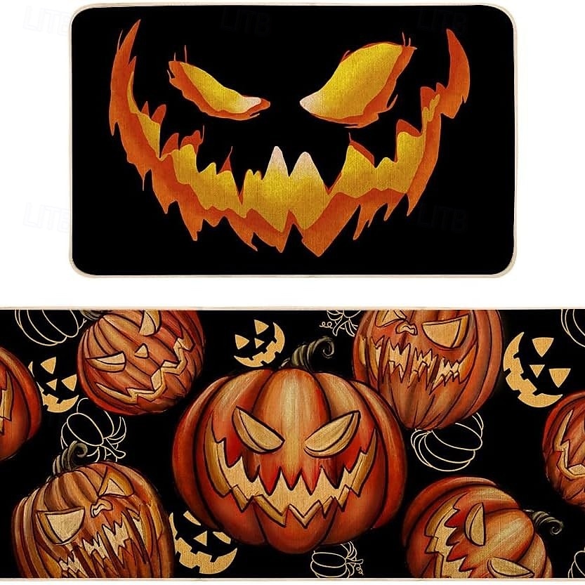 halloweeni konyhaszőnyegek, 2 db konyhaszőnyeg, párnázott, fáradtsággátló konyhaszőnyegek padlóra, csúszásmentes álló asztali szőnyeg, vízálló konyhaszőnyeg-készlet konyhába, padlóra, irodába 2025 - $3.49 –P5