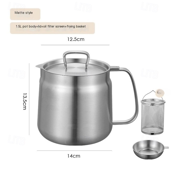 Panela de óleo de aço inoxidável 304 de 1,5 l/2 l com filtro, recipiente de gordura essencial para fritura profunda, filtro de óleo versátil de grande capacidade e multifuncional para fritar, ferver e de 2025 por $33.99 –P7