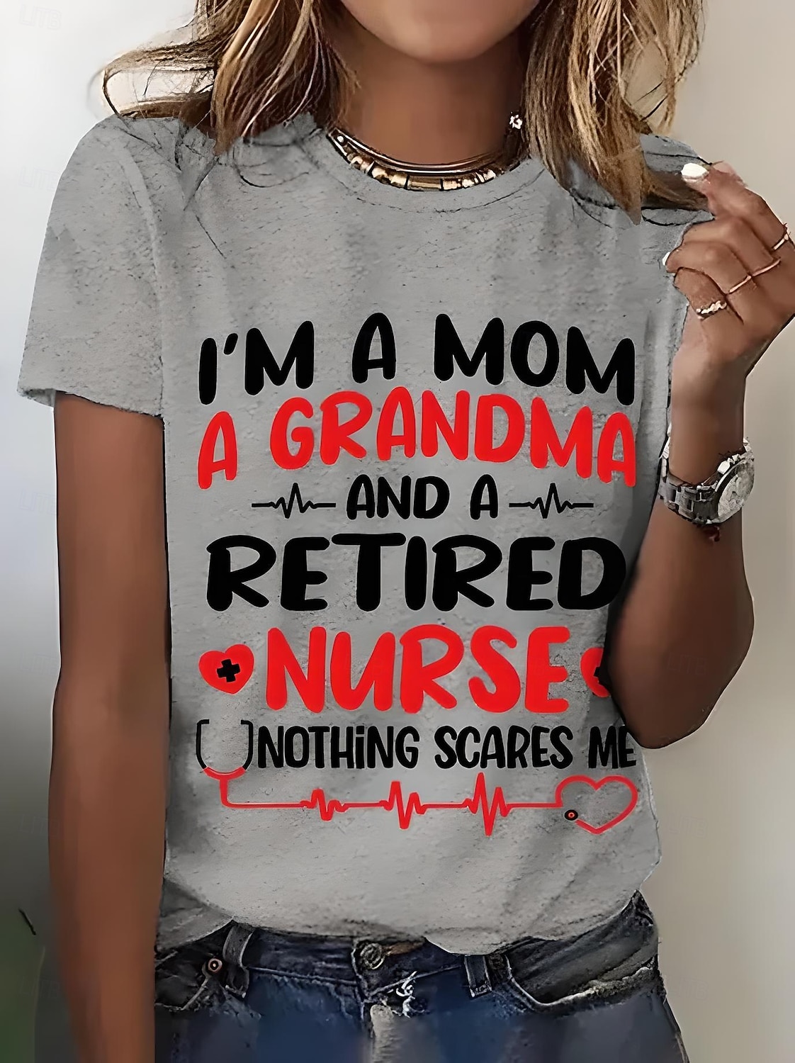 Damskie Podkoszulek Nadruk Graficzny Litera Zabytkowe Elegancki Klasyczny Krótki rękaw Półgolf Okrągły dekolt Zwykłe topy Codzienny Weekend Niebieski Czarny Biały Rumiany róż Fioletowy Lato Wiosna MOM 2026 - $22.99 –P8