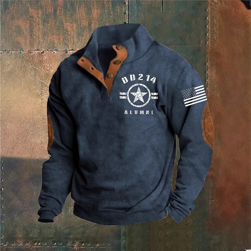Voor heren Sweatshirt Zwart Leger Groen Marineblauw Bruin Donkergrijs Opstaande boord Grafisch Afdrukken Lapwerk Dagelijks Feestdagen Uitgaan Polyester Streetwear Casual Herfst Winter Kleding Hoodies 2025 - $20.99 –P5