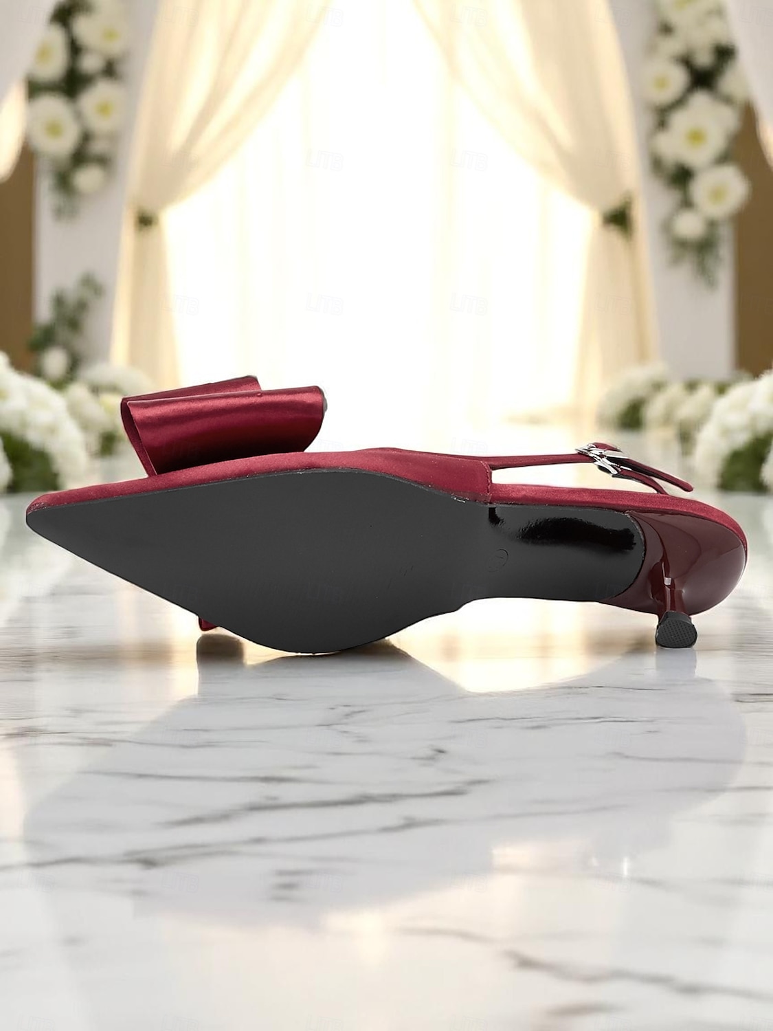 sapatos femininos de salto alto de cetim vermelho, bico fino e laço grande para eventos formais e ocasiões noturnas de 2025 por $46.99 –P6