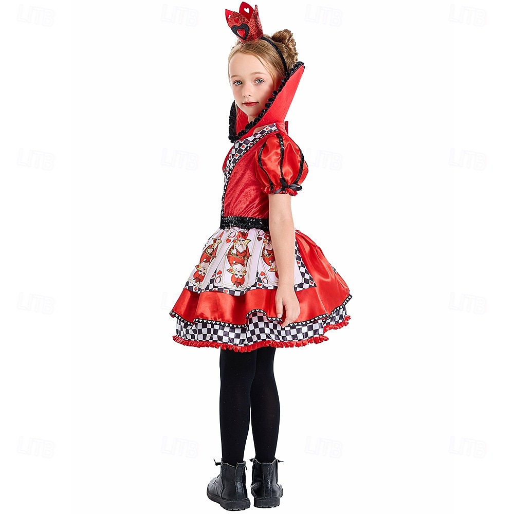 Alice in Wonderland Sprookje Hartenkoningin De rode koningin Venijn Jurken Kostuum Verhaalboekpersonages Cosplay Film cosplay for Voor meisjes Kinderen Halloween Carnaval Wereldboekendag Prestatie 2025 - $46.99 –P4
