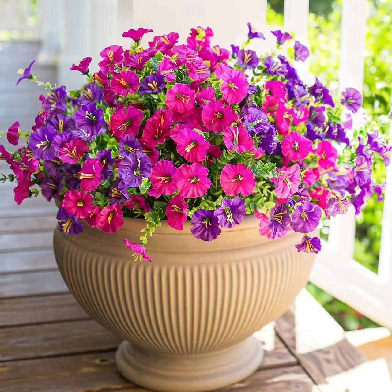 Pacote com 8 flores artificiais de ipomeia, flores de plástico duráveis e resistentes ao desbotamento para decoração de primavera, Páscoa, Dia dos Namorados, Dia das Mães, decoração de jardim de 2025 por $17.49 –P11