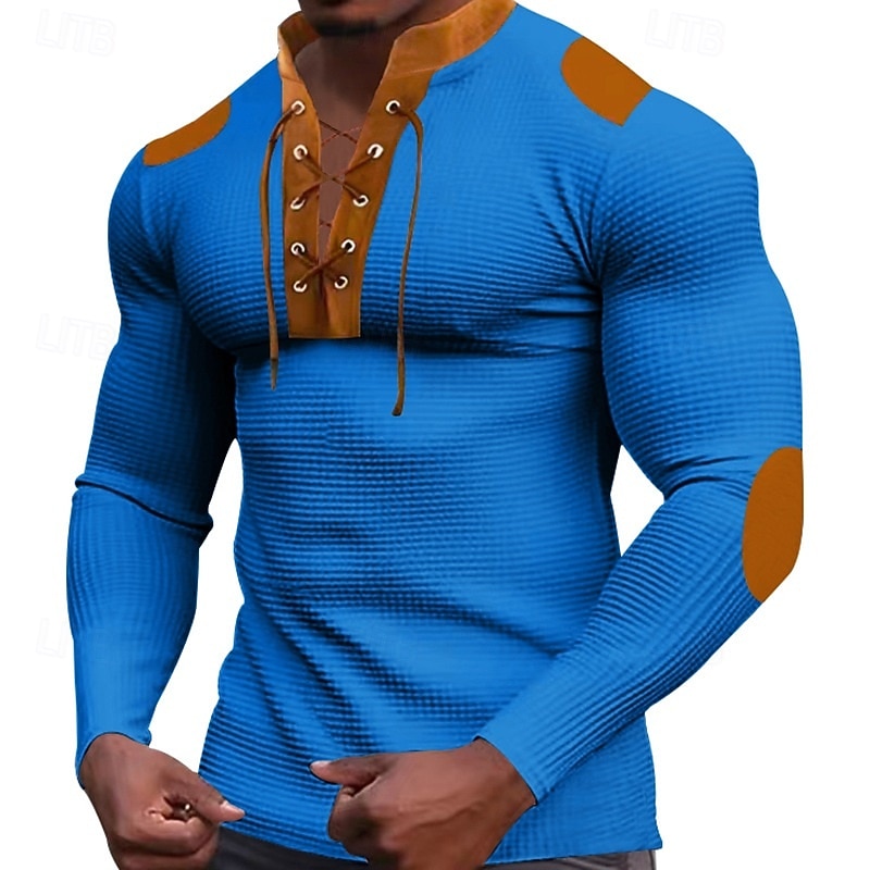 Męskie Bluza Waffle Czarny Biały Niebieski Khaki Jasnoszary Stójka Równina Ściągana na sznurek Sport i turystyka Codzienny Święto Moda miejska Nowoczesne Odzież sportowa Wiosna i jesień Odzież Bluzy 2026 - $25.99 –P3