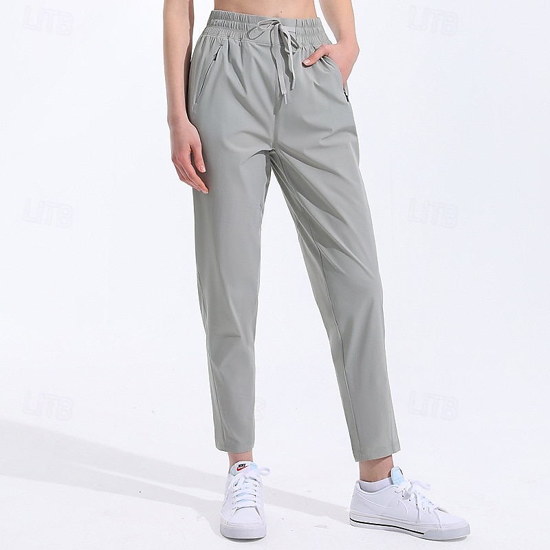 Women's fitness pants Pilates Pants Yoga Pants Drawstring with Pockets Lightweight High Waist Pilates Gym Zumba Bottoms Green Light Grey Gray Modal Fall Sports Activewear Micro-elastic Loose Fit 2025 - $52.99 –P7