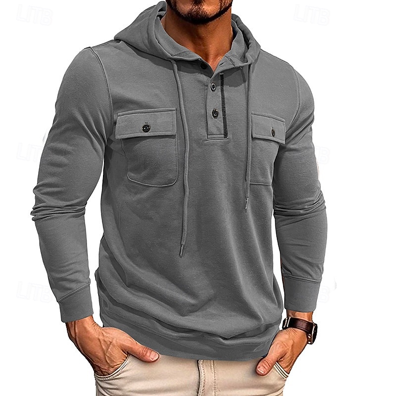 Men's Hoodie Black Army Green Green Dark Gray Coffee Hooded Plain Pocket Sports & Outdoor Daily Holiday Polyester Streetwear Basic Casual Spring Autumn / Fall Clothing Apparel Hoodies Sweatshirts  2026 - $30.99 –P9