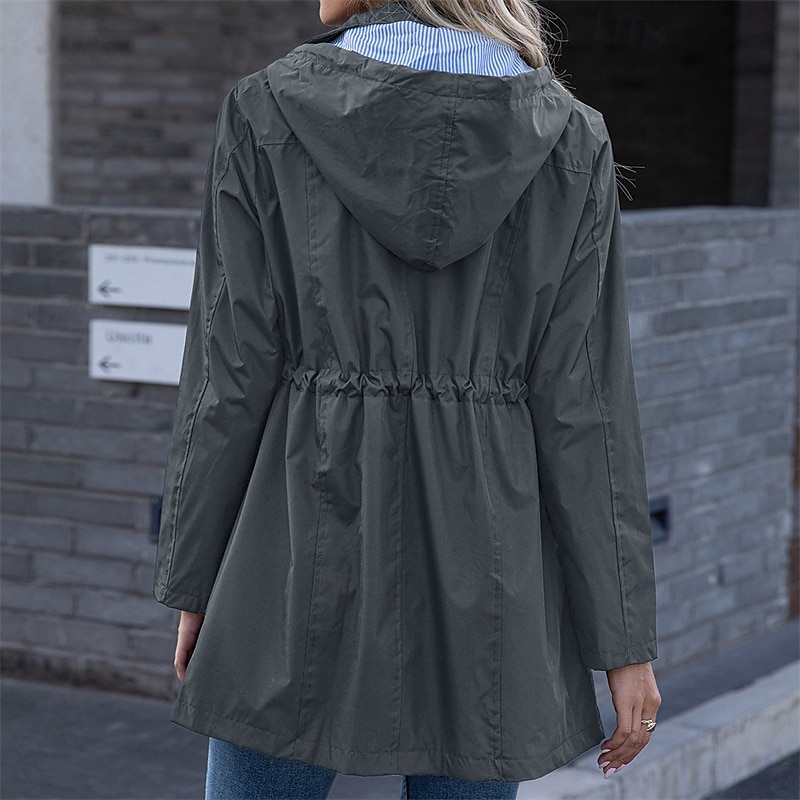 Damen Wanderjacke Regenjacke Regenmantel Außen Wasserdicht Winddicht Wanderoutfits Wanderbekleidung Frühling Herbst Oberteil Baumwolle Camping / Wandern / Höhlenforschung Laufen Einfarbig Dunkelgrau 2025 - $35.99 –P5