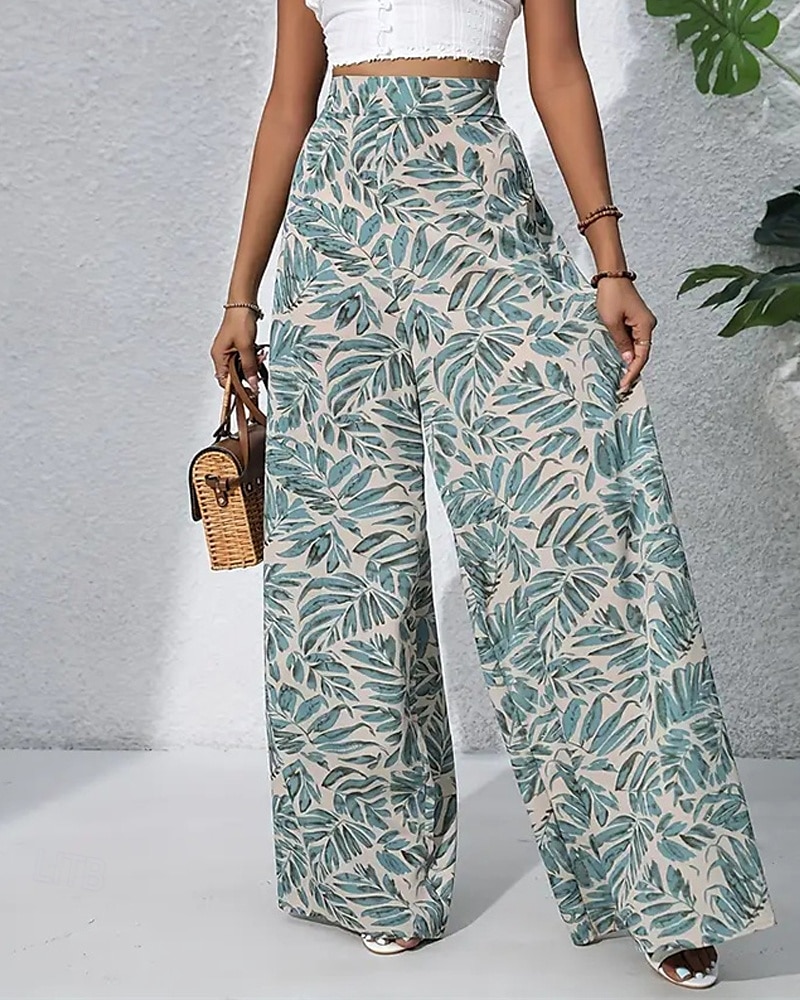 Per donna Gamba larga Pantaloni Casual Boho Lunghezza intera Vita Alta Piante Tasca Design con Coulisse Elastica Traspirabilità Morbido Micro-elastico Vacanza Streetwear Abbigliamento quotidiano del 2025 a $17.99 –P2