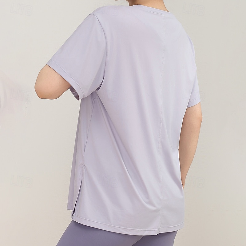 Mujer Camisetas deportivas parte superior de pilates Top deportivo Agradable para la piel Secado rápido Suavidad Corte Ancho Manga Corta Deportes Color sólido Camiseta por Gimnasio Pilates Zumba 2026 - $16.49 –P5