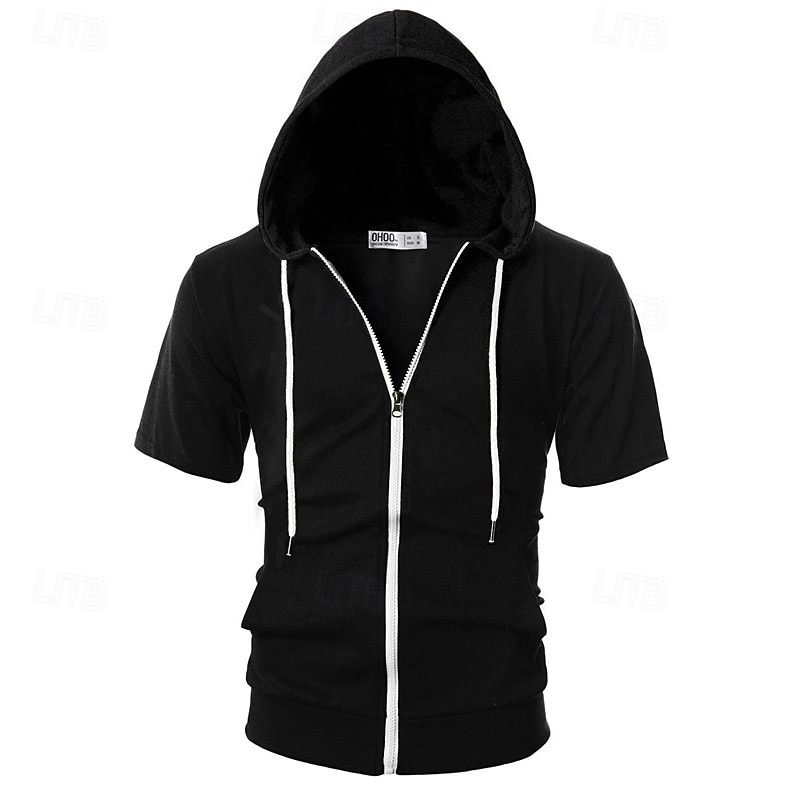 Per uomo Felpa con cappuccio Felpa con cappuccio a zip intera Nero Rosa Grigio scuro Grigio Con Cappuccio Semplice Con zip Tasca Sport & Outdoor Quotidiano Ferie Poliestere Streetwear Essenziale del 2025 a $15.49 –P3