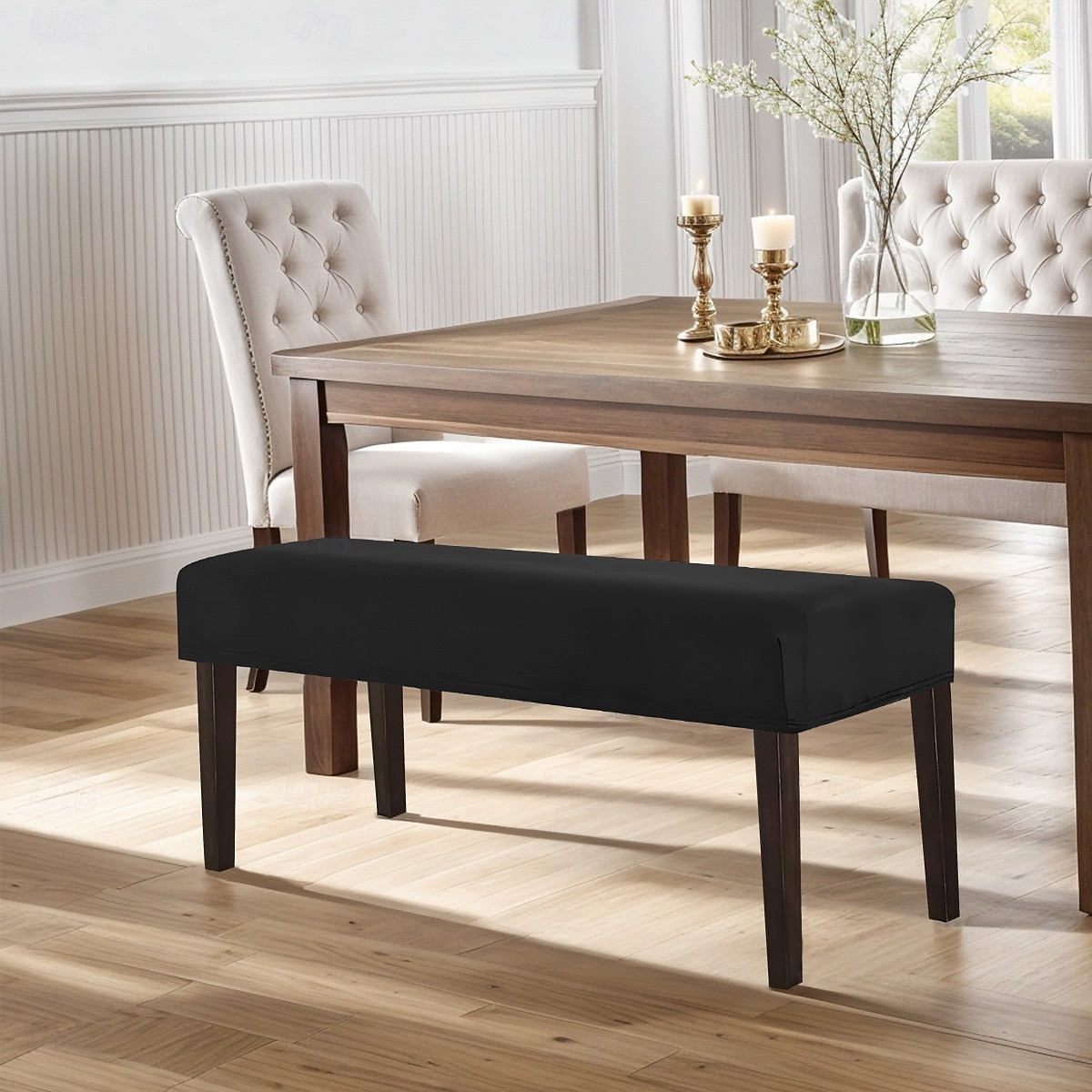 wodoodporne pokrowce do jadalni, rozciągliwy żakardowy pokrowiec na ławkę, antykurzowy, zdejmowany, nadający się do prania pokrowiec na siedzisko krzesła 2026 - $14.49 –P7