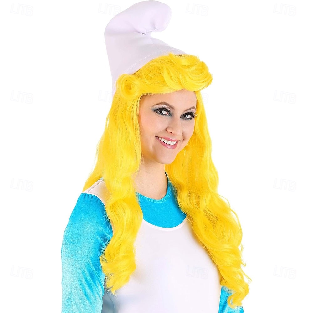 Parrucca Smurfette da donna per costumi di adulti accessorio costumi Smurf giallo brillante Parrucche di Halloween del 2026 a $25.99 –P4