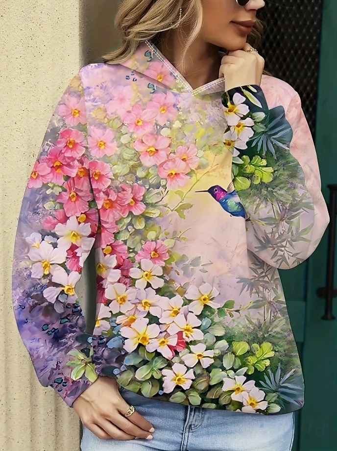 Femmes Sweat à capuche Fleuri Animal Papillon Élégant ancien Rétro manche longue À capuche Hauts Réguliers Rue Tenue Quotidienne Imprimé Rose Claire Bleu Printemps Automne Hiver de 2025 ? $24.99 –P5