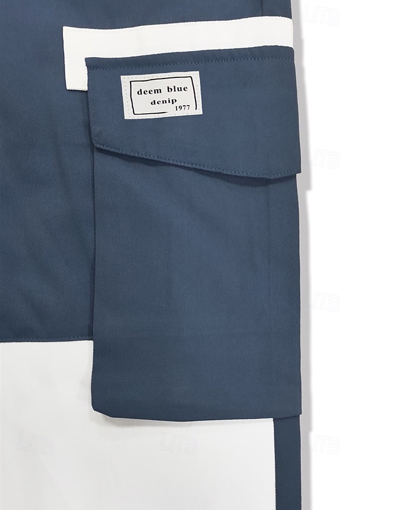 Men's Cargo Pants Trousers Techwear Elastic Waist Drawstring Multi Pocket Color Block Wearable Outdoor Daily Camping & Hiking Fashion Classic Black Blue 2026 - $30.99 –P7