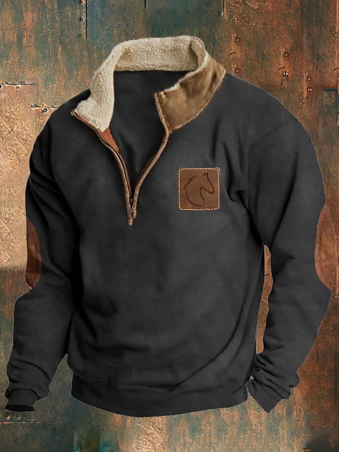 Hombre Sudadera Sudadera con un cuarto de cremallera Negro Marrón Marrón 2 Media cremallera Bloque de color Reno Media Cremallera Estampado Deporte Diario Festivos Poliéster Vintage Ropa de calle 2025 - $27.99 –P2