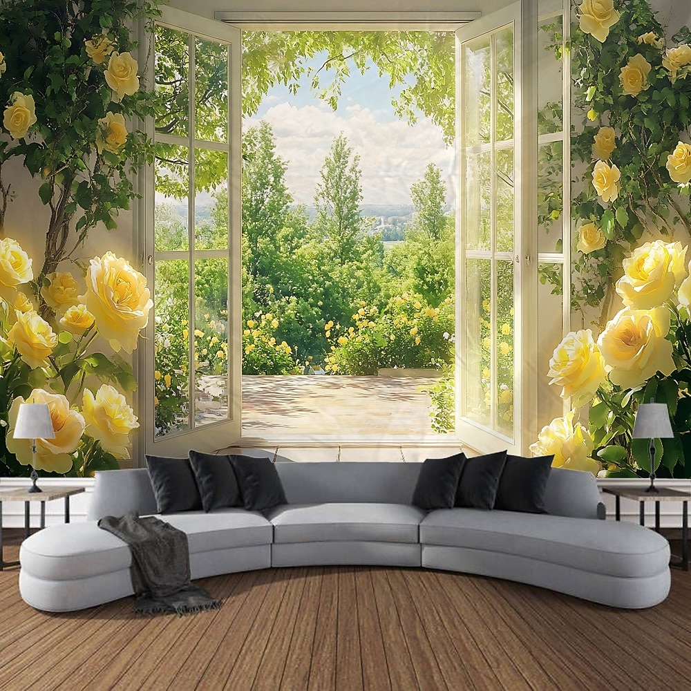 Window Flowers Flowers Plants Landscape Tapestry Decorative Art Carpet Curtain Hanging Home Bedroom Living Room Decoration 2026 - $17.99 –P5